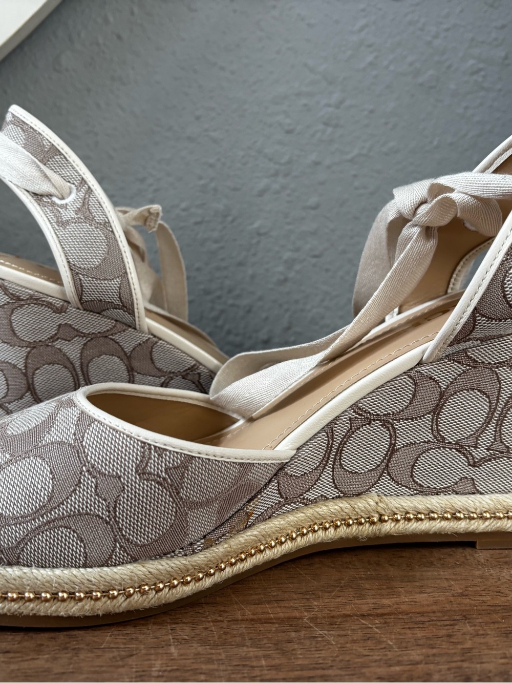 Coach Women's Page Signature Ankle-Tie Wedge Sandals 11 - Picture 11 of 12
